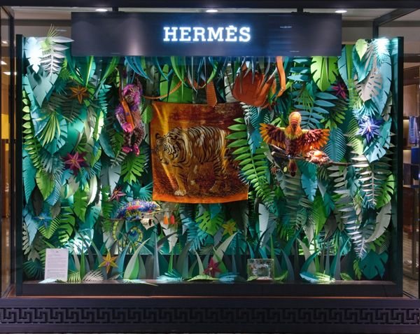 Hermes Jungle Safari display made from Re-Board.