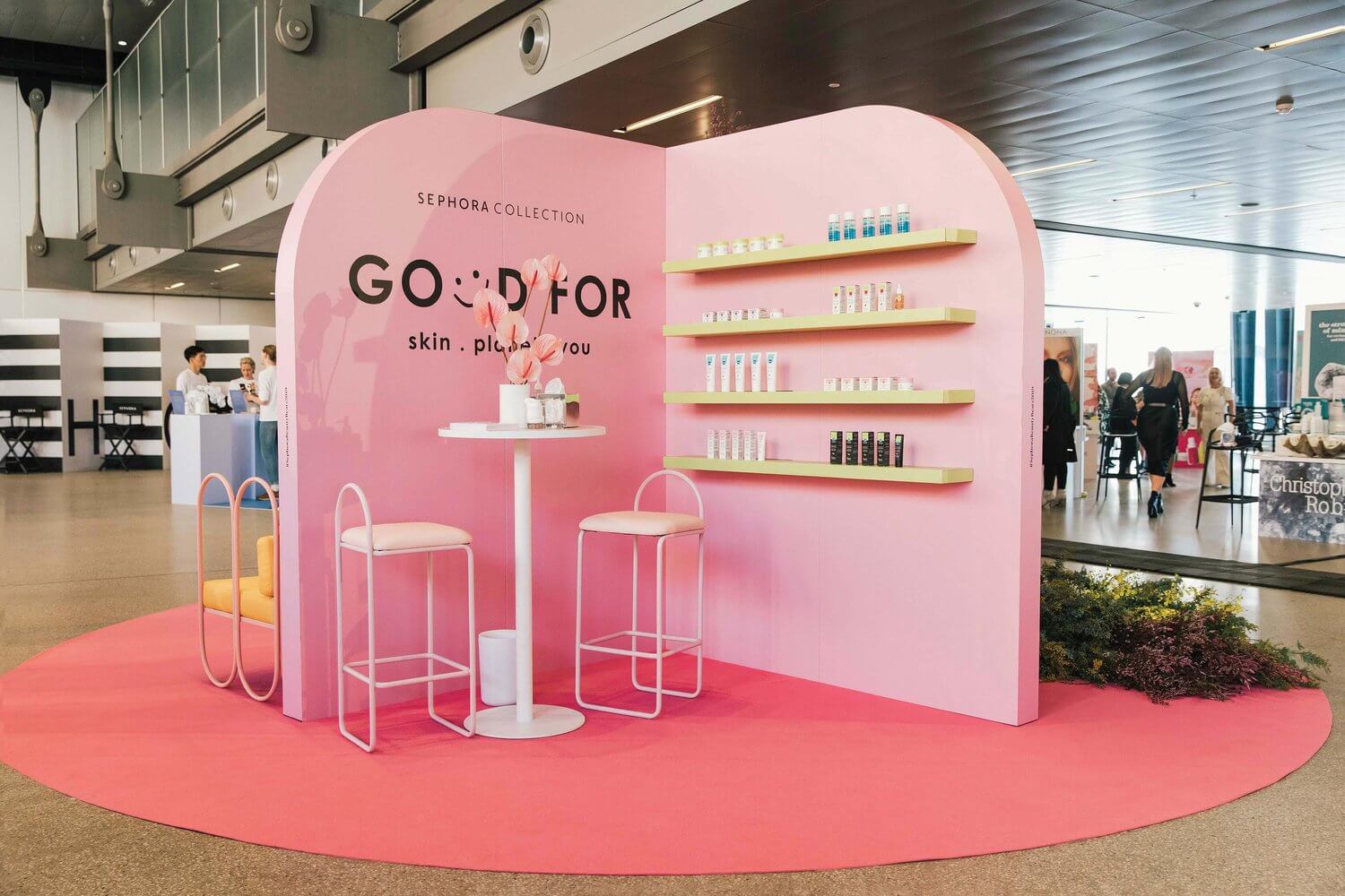 Pink display made from Re-Board for Sephora.