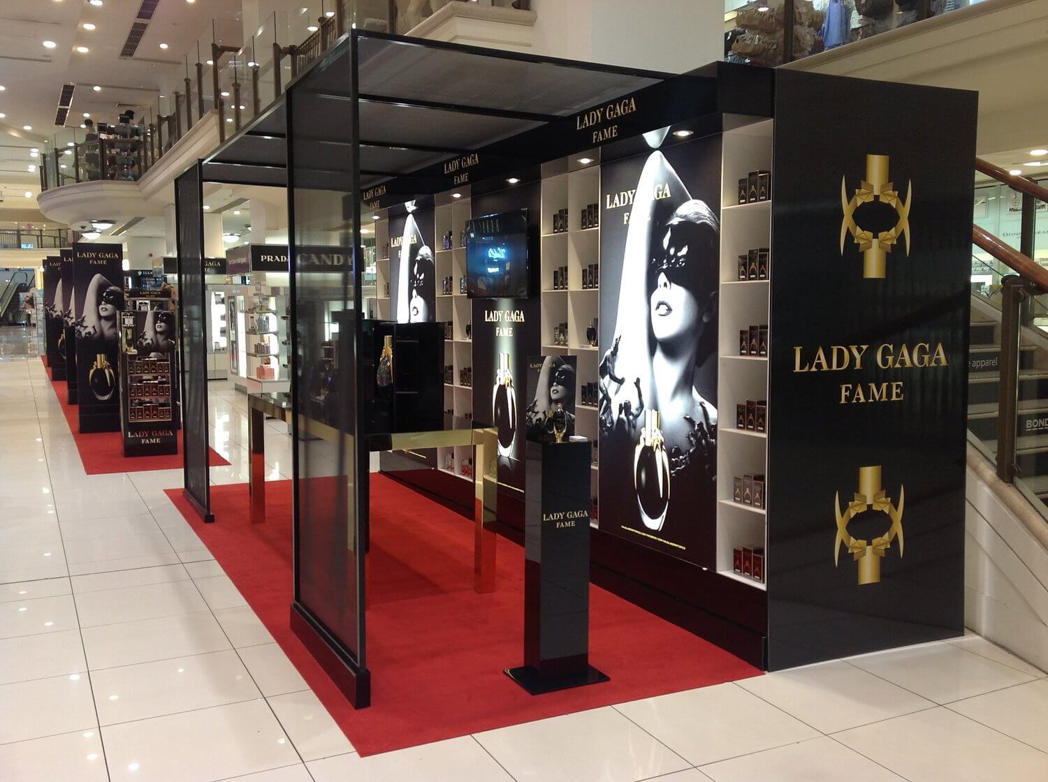 Lady Gaga purfume stand display.