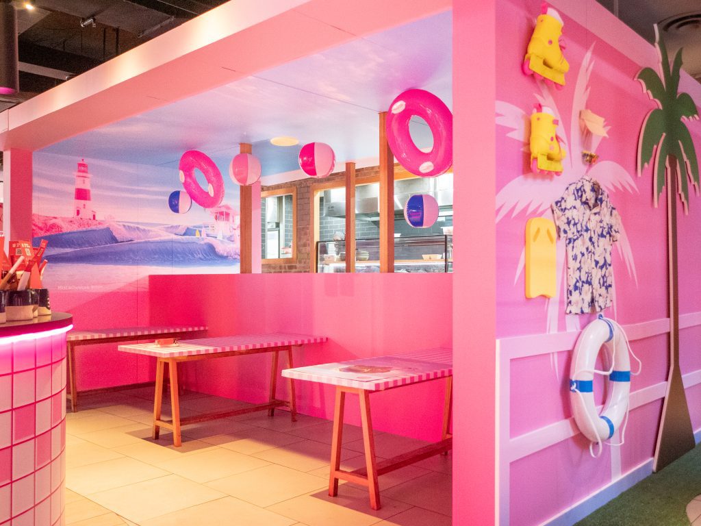Grill’d The Galeries’ Sydney location as Barbie’s Dreamburger Diner
